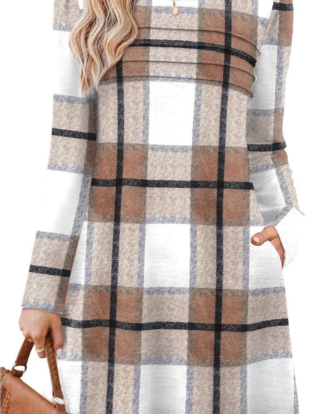 Women's Plaid A-Line Tunic Dress